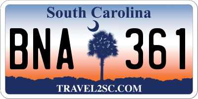 SC license plate BNA361