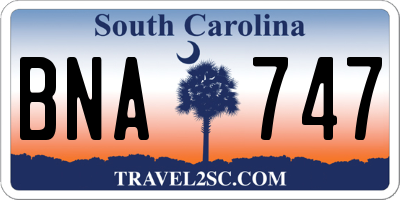 SC license plate BNA747