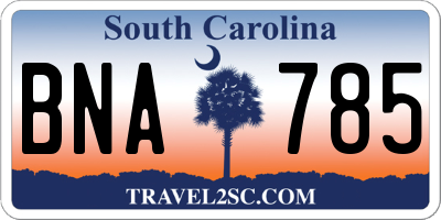 SC license plate BNA785