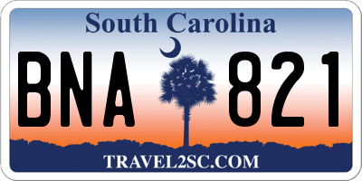 SC license plate BNA821