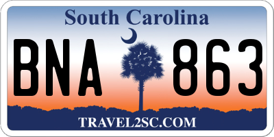 SC license plate BNA863