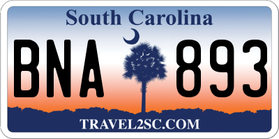 SC license plate BNA893