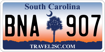 SC license plate BNA907