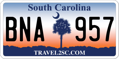 SC license plate BNA957