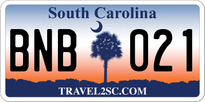 SC license plate BNB021
