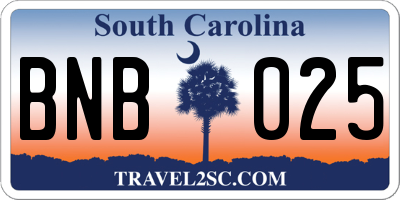 SC license plate BNB025