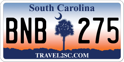 SC license plate BNB275