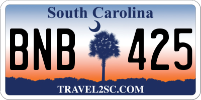 SC license plate BNB425