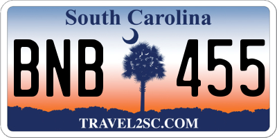 SC license plate BNB455
