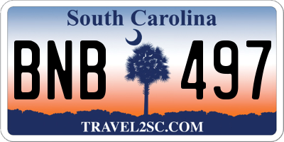 SC license plate BNB497