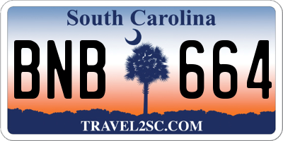 SC license plate BNB664