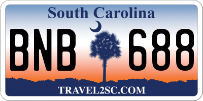 SC license plate BNB688