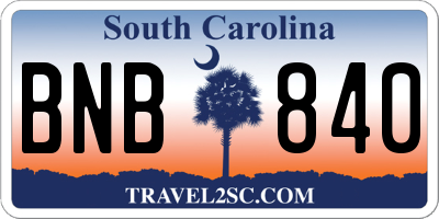 SC license plate BNB840