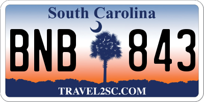 SC license plate BNB843