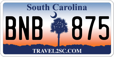 SC license plate BNB875