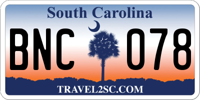 SC license plate BNC078