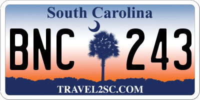 SC license plate BNC243