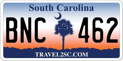 SC license plate BNC462