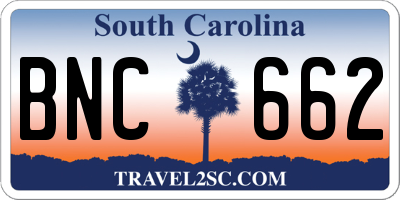 SC license plate BNC662