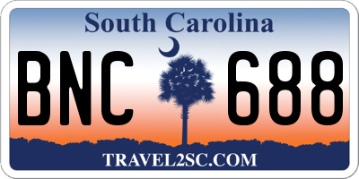 SC license plate BNC688