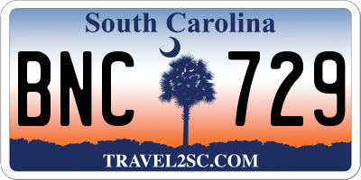 SC license plate BNC729