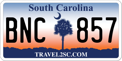 SC license plate BNC857