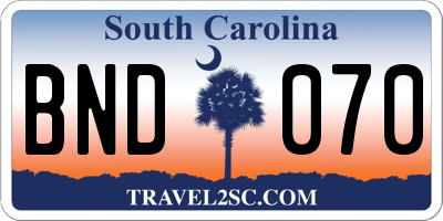 SC license plate BND070