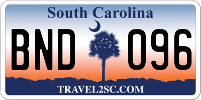 SC license plate BND096