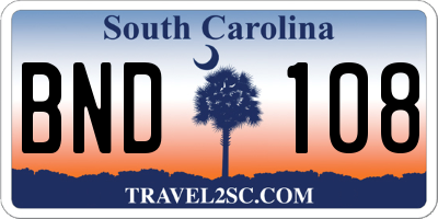 SC license plate BND108