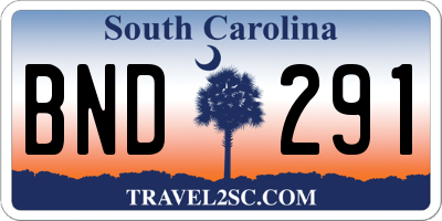 SC license plate BND291
