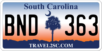 SC license plate BND363