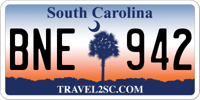 SC license plate BNE942