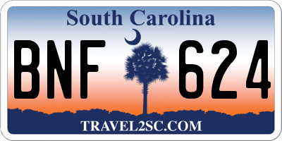 SC license plate BNF624