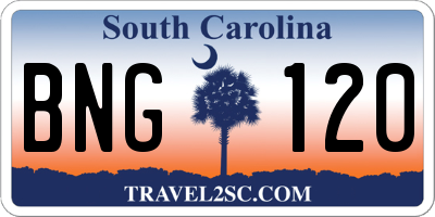 SC license plate BNG120