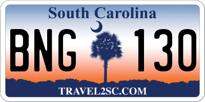 SC license plate BNG130