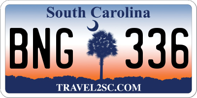 SC license plate BNG336