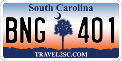 SC license plate BNG401