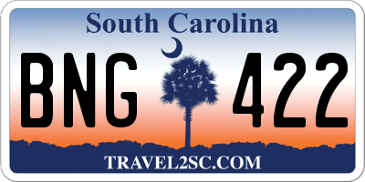 SC license plate BNG422