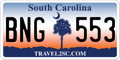 SC license plate BNG553