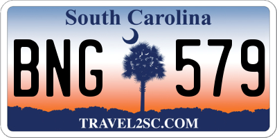 SC license plate BNG579