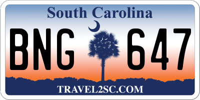 SC license plate BNG647