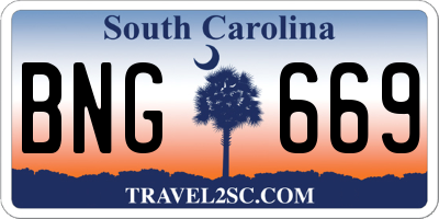 SC license plate BNG669
