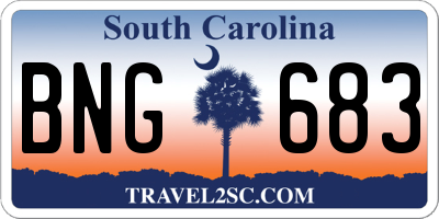 SC license plate BNG683