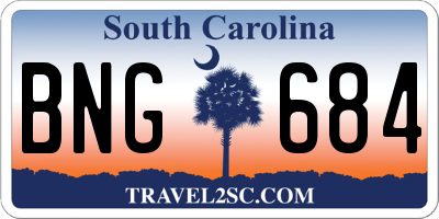 SC license plate BNG684