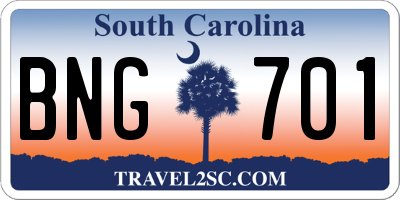 SC license plate BNG701