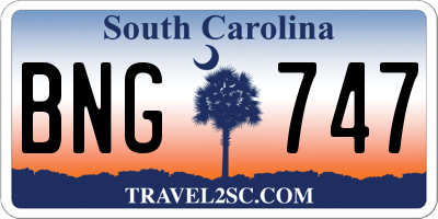 SC license plate BNG747