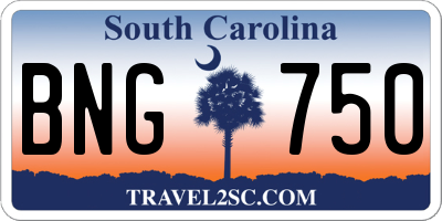 SC license plate BNG750