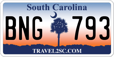 SC license plate BNG793