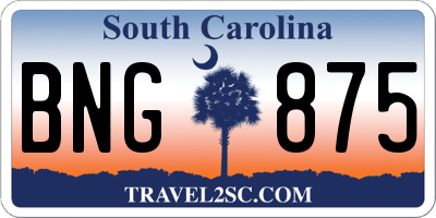 SC license plate BNG875