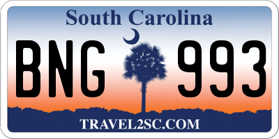 SC license plate BNG993